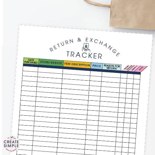 Manage, organize, and keep track of all your after holiday returns with the free printable Return & Exchange Tracker.