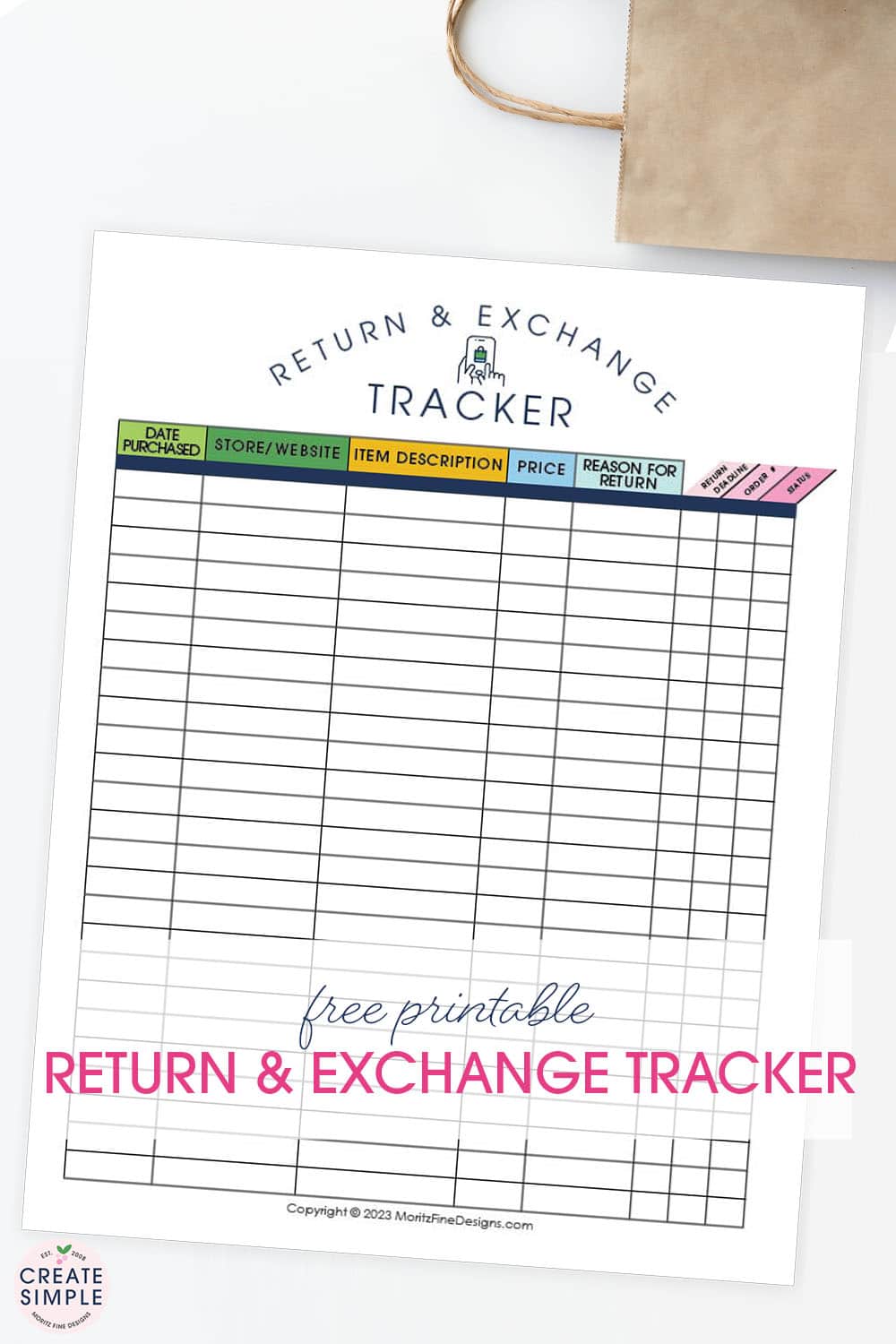Manage, organize, and keep track of all your after holiday returns with the free printable Return & Exchange Tracker.