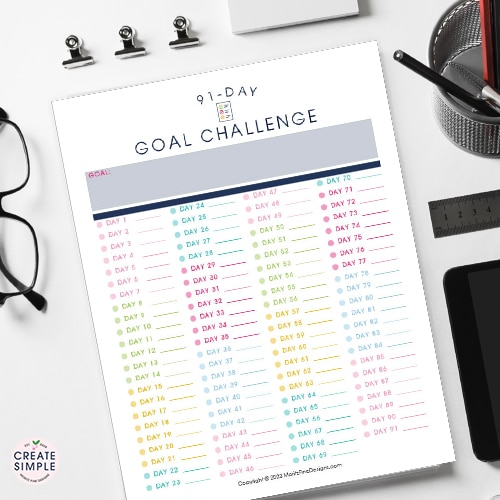 Transform your year with our free 91-Day Goal Challenge printable. Conquer goals, and visualize success one quarter at a time.