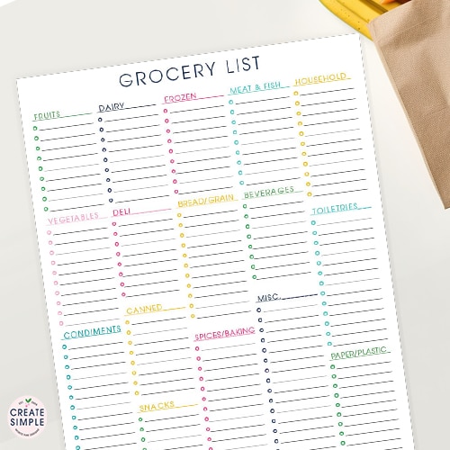 Printable Grocery List