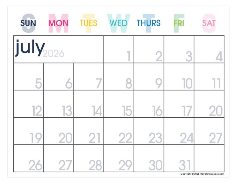 Get organized with the free printable 2026 calendar. Easy to download, print and put to use. It's even digitally editable!